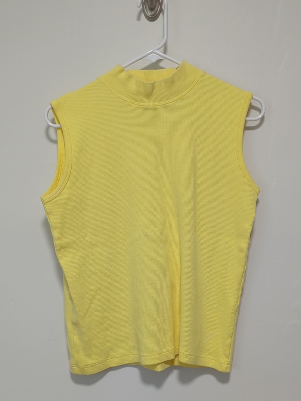 Christopher & Banks Yellow Sleeveless Mock Neck Top